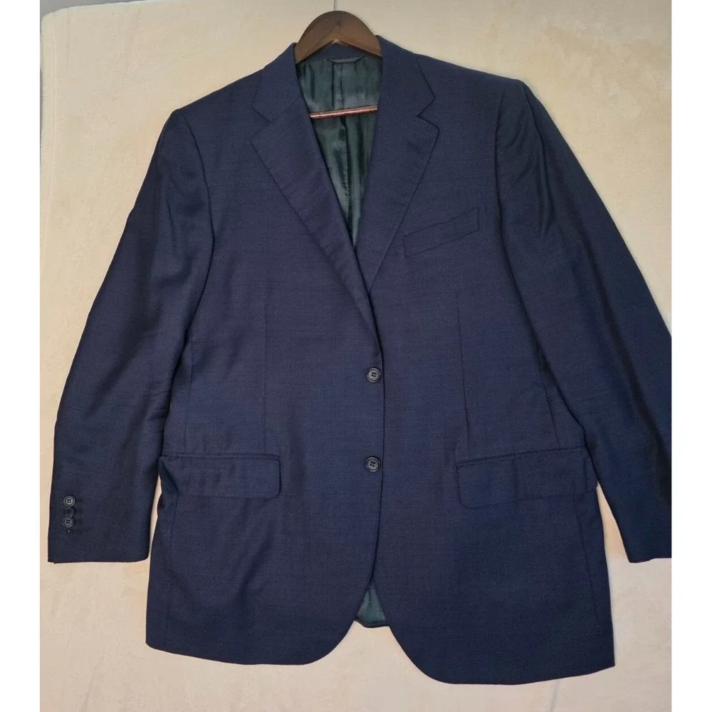 Ermenegildo Zegna Men's Suit Jacket Size 39 Blue Navy Blazer Wool Silk Italy